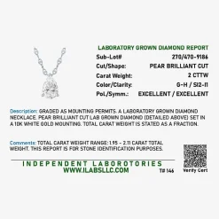 Diamond Addiction (G-H / Si2-I1) Womens 2 CT. T.W. Lab Grown White Diamond 10K Gold 18 Inch Pendant Necklace