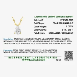 Diamond Addiction (G-H / Si2-I1) Womens 2 CT. T.W. Lab Grown White Diamond 10K Gold 18 Inch Pendant Necklace