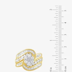 Diamond Blossom (H-I / I1) Womens 2 CT. T.W. Lab Grown White Diamond 10K Gold Side Stone Cocktail Ring