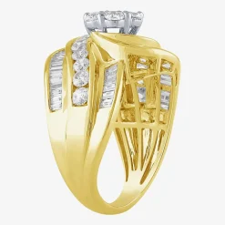 Diamond Blossom (H-I / I1) Womens 2 CT. T.W. Lab Grown White Diamond 10K Gold Side Stone Cocktail Ring