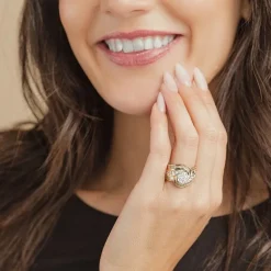 Diamond Blossom (H-I / I1) Womens 2 CT. T.W. Lab Grown White Diamond 10K Gold Side Stone Cocktail Ring