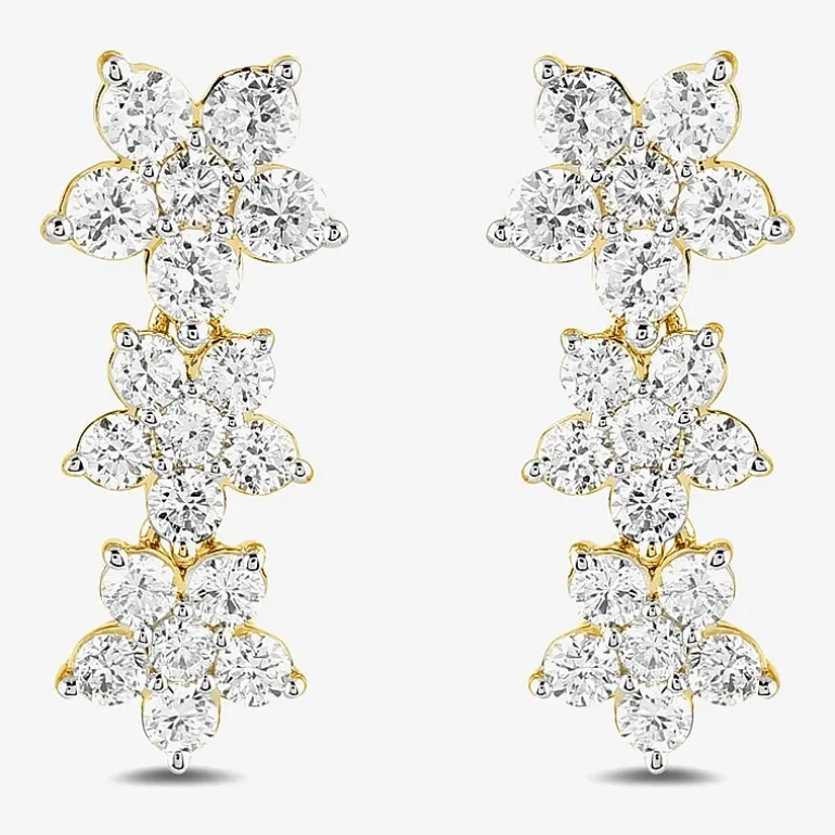 Diamond Blossom Womens 1 CT. T.W. Lab Grown White Diamond 10K Gold Flower Drop Earrings