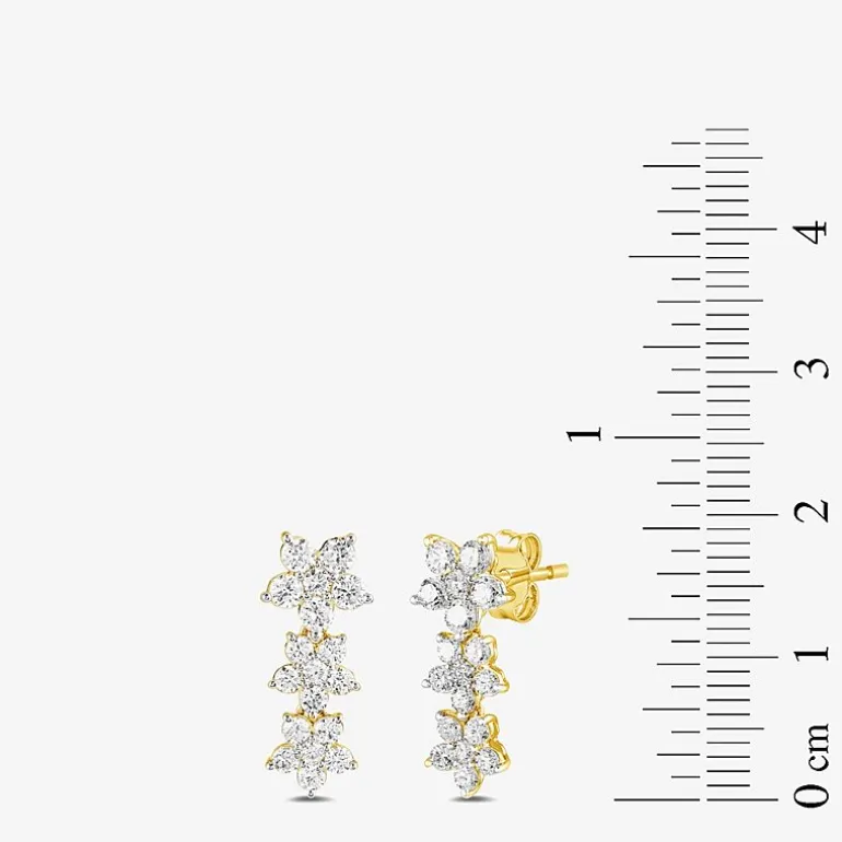 Diamond Blossom Womens 1 CT. T.W. Lab Grown White Diamond 10K Gold Flower Drop Earrings