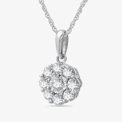 Diamond Blossom Womens 1 CT. T.W. Lab Grown White Diamond Flower Pendant Necklace Set