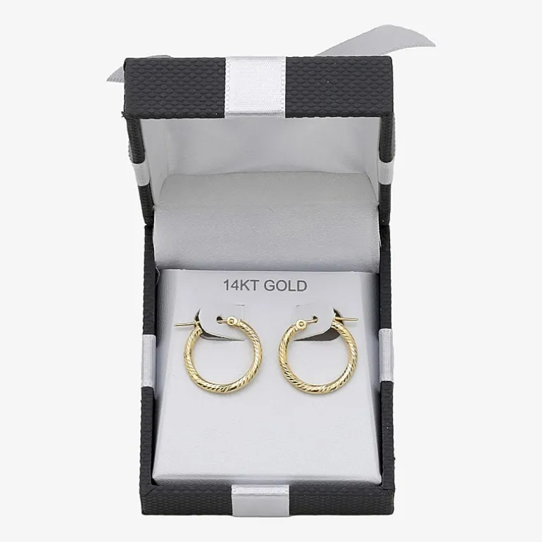Diamond Cut Womens 14K Gold 18mm Hoop Earrings