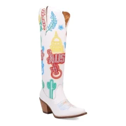 Dingo Womens Austin Leather Boot Block Heel Cowboy Boots