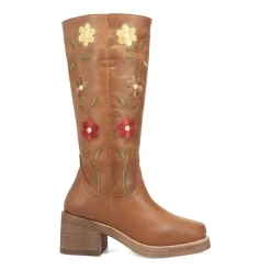 Dingo Womens Bloom Leather Boot Block Heel Cowboy Boots