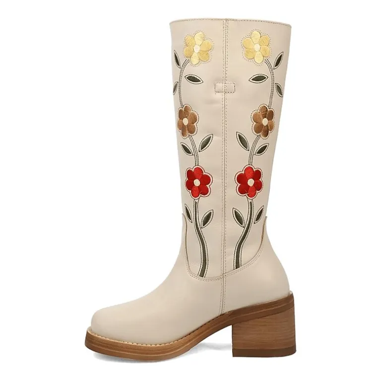 Dingo Womens Bloom Leather Boot Block Heel Cowboy Boots