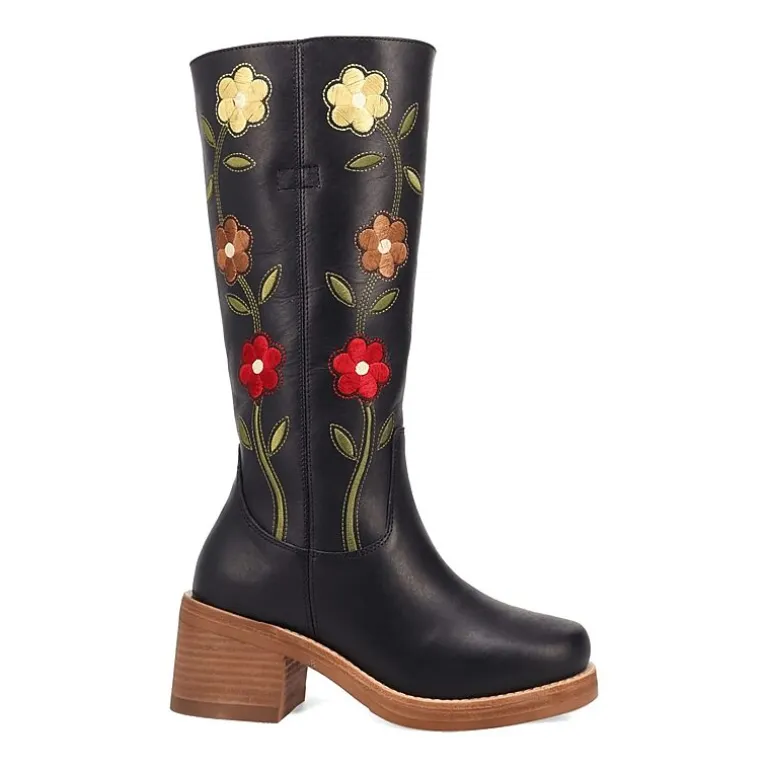 Dingo Womens Bloom Leather Boot Block Heel Cowboy Boots
