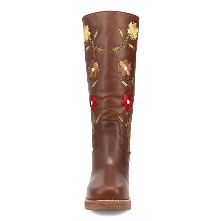 Dingo Womens Bloom Leather Boot Block Heel Cowboy Boots