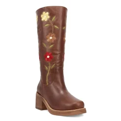 Dingo Womens Bloom Leather Boot Block Heel Cowboy Boots