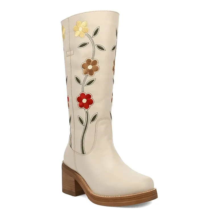 Dingo Womens Bloom Leather Boot Block Heel Cowboy Boots