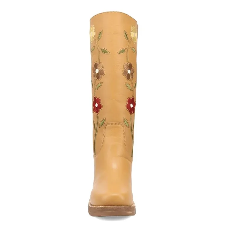 Dingo Womens Bloom Leather Boot Block Heel Cowboy Boots