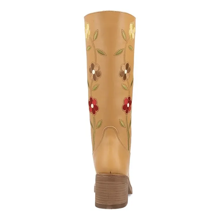 Dingo Womens Bloom Leather Boot Block Heel Cowboy Boots