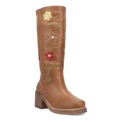 Dingo Womens Bloom Leather Boot Block Heel Cowboy Boots