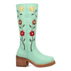 Dingo Womens Bloom Leather Boot Block Heel Cowboy Boots