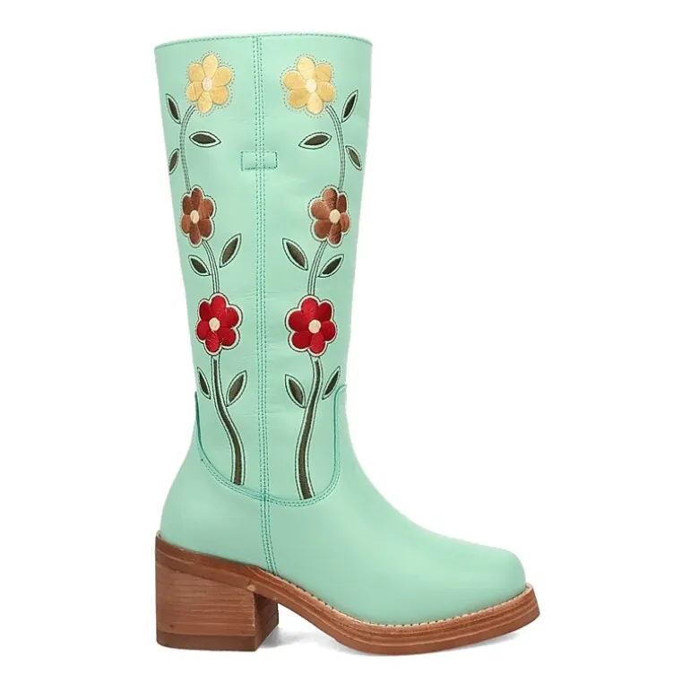 Dingo Womens Bloom Leather Boot Block Heel Cowboy Boots