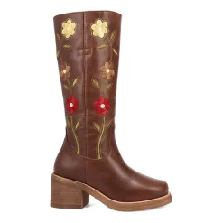 Dingo Womens Bloom Leather Boot Block Heel Cowboy Boots