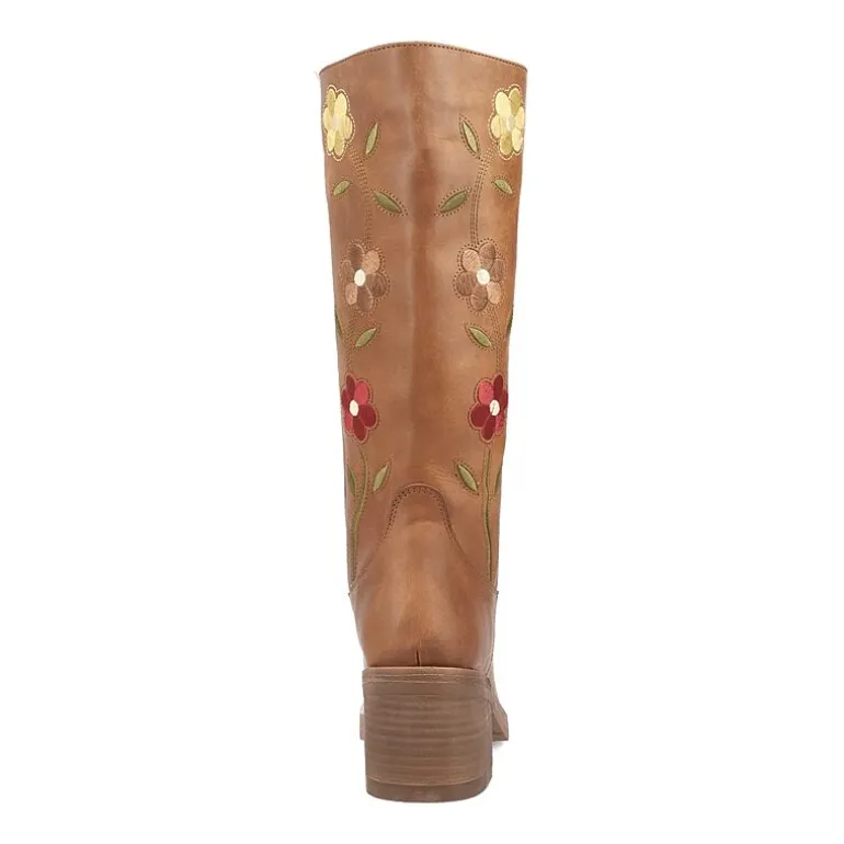 Dingo Womens Bloom Leather Boot Block Heel Cowboy Boots