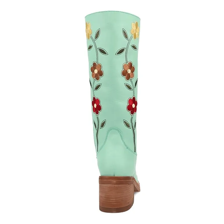 Dingo Womens Bloom Leather Boot Block Heel Cowboy Boots
