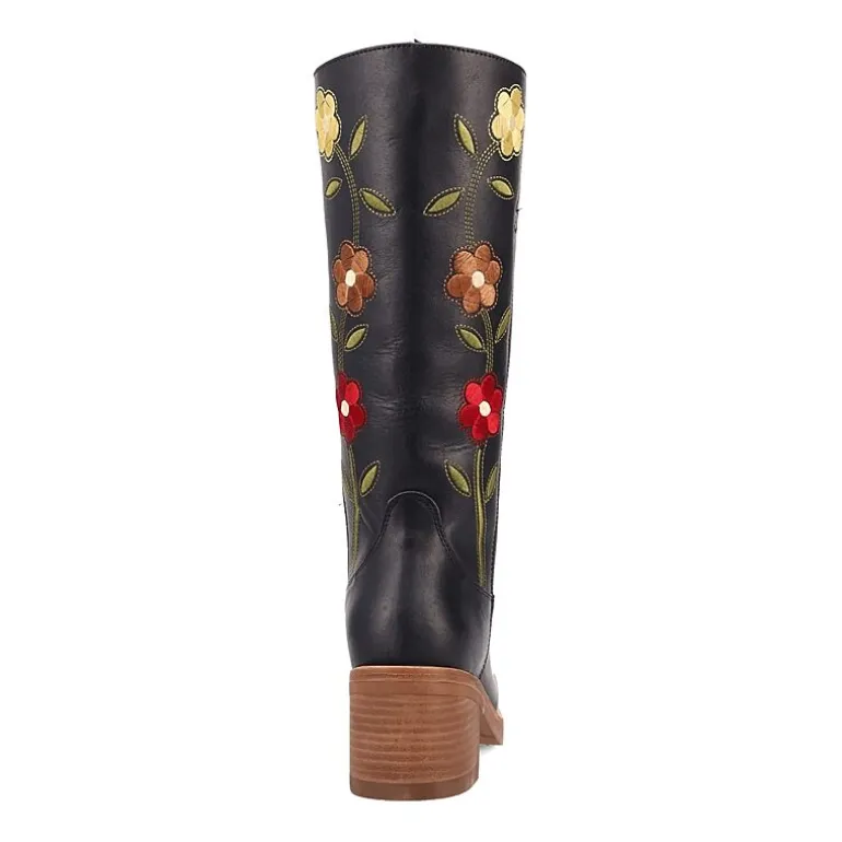 Dingo Womens Bloom Leather Boot Block Heel Cowboy Boots