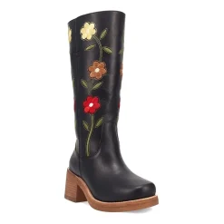 Dingo Womens Bloom Leather Boot Block Heel Cowboy Boots