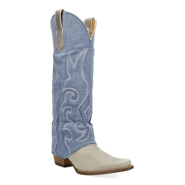 Dingo Womens Blue Jean Baby Block Heel Cowboy Boots