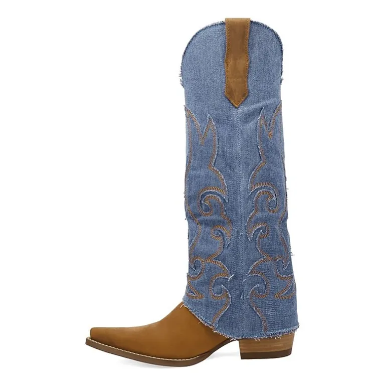 Dingo Womens Blue Jean Baby Block Heel Cowboy Boots
