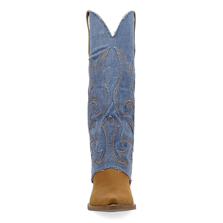 Dingo Womens Blue Jean Baby Block Heel Cowboy Boots