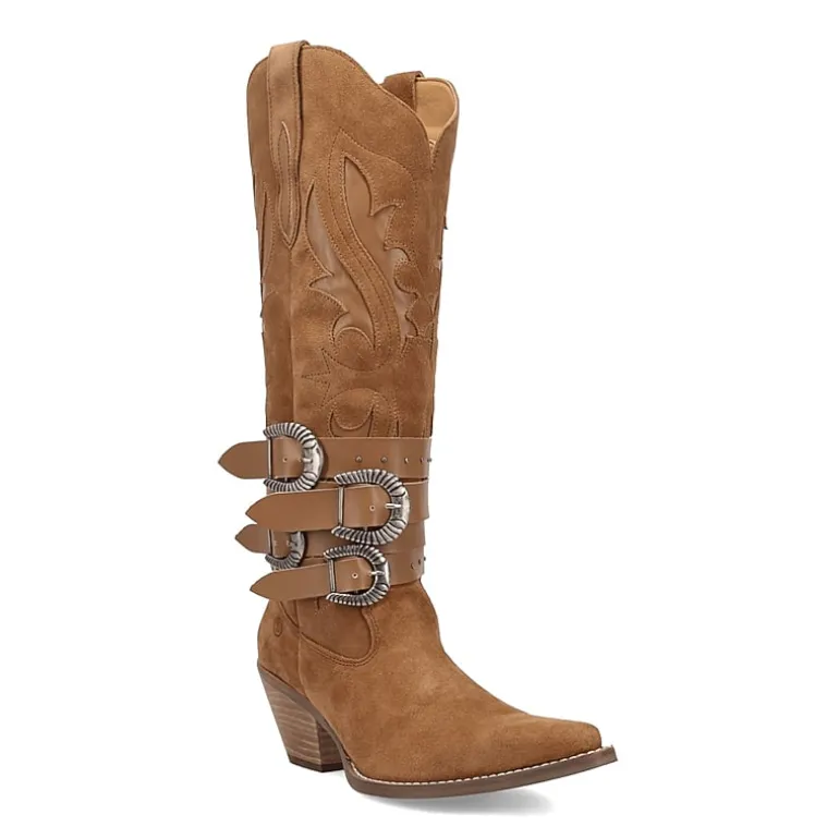 Dingo Womens Buck Wild Suede Leather Boot Block Heel Cowboy Boots