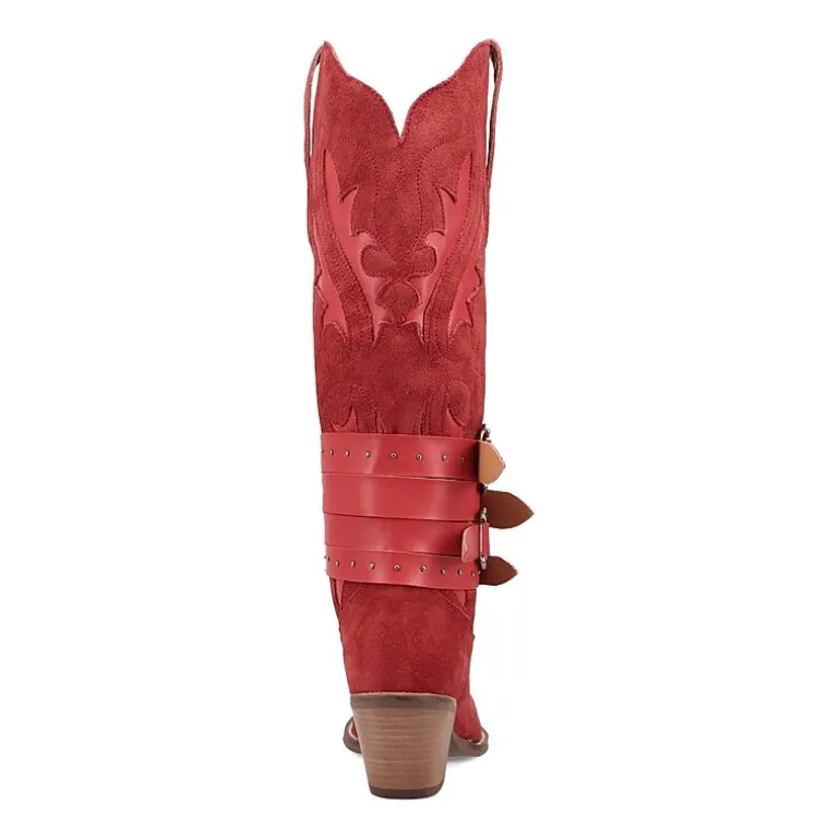 Dingo Womens Buck Wild Suede Leather Boot Block Heel Cowboy Boots