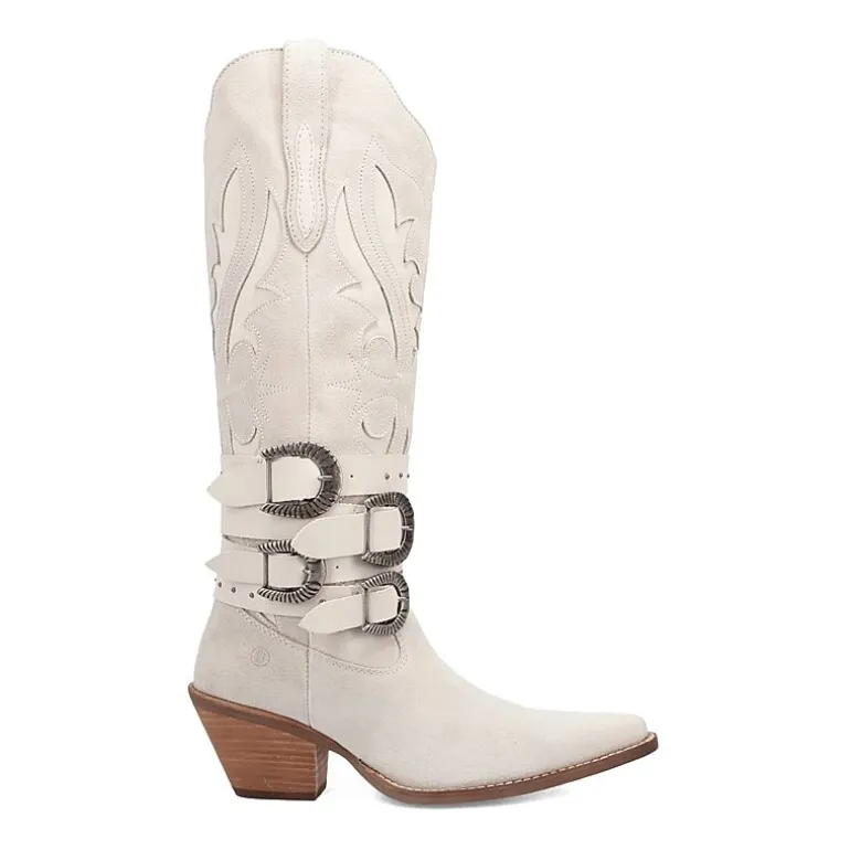 Dingo Womens Buck Wild Suede Leather Boot Block Heel Cowboy Boots