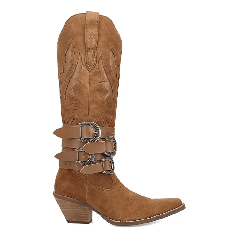 Dingo Womens Buck Wild Suede Leather Boot Block Heel Cowboy Boots