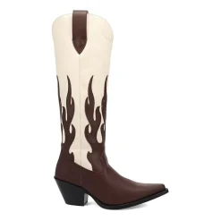 Dingo Womens Burnin' Love Leather Boot Block Heel Cowboy Boots