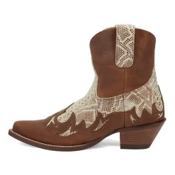 Dingo Womens Cobra Kiss Leather Bootie Block Heel Cowboy Boots