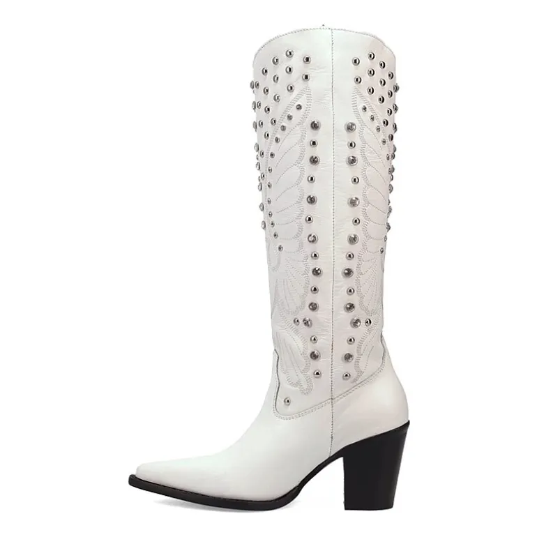 Dingo Womens Diamonds Forever Leather Boot Block Heel Cowboy Boots