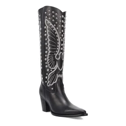 Dingo Womens Diamonds Forever Leather Boot Block Heel Cowboy Boots