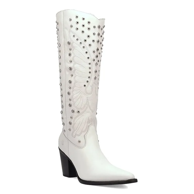 Dingo Womens Diamonds Forever Leather Boot Block Heel Cowboy Boots