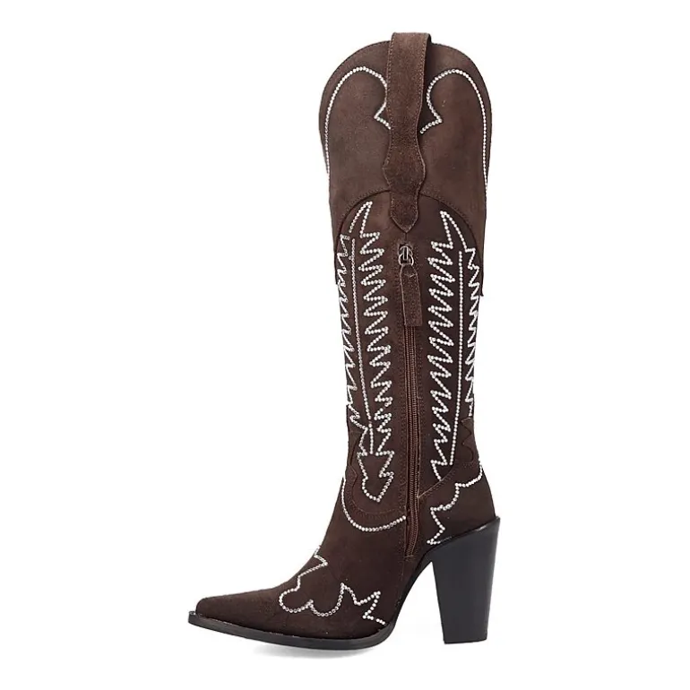 Dingo Womens Double Take Suede Leather Boot Stacked Heel Cowboy Boots