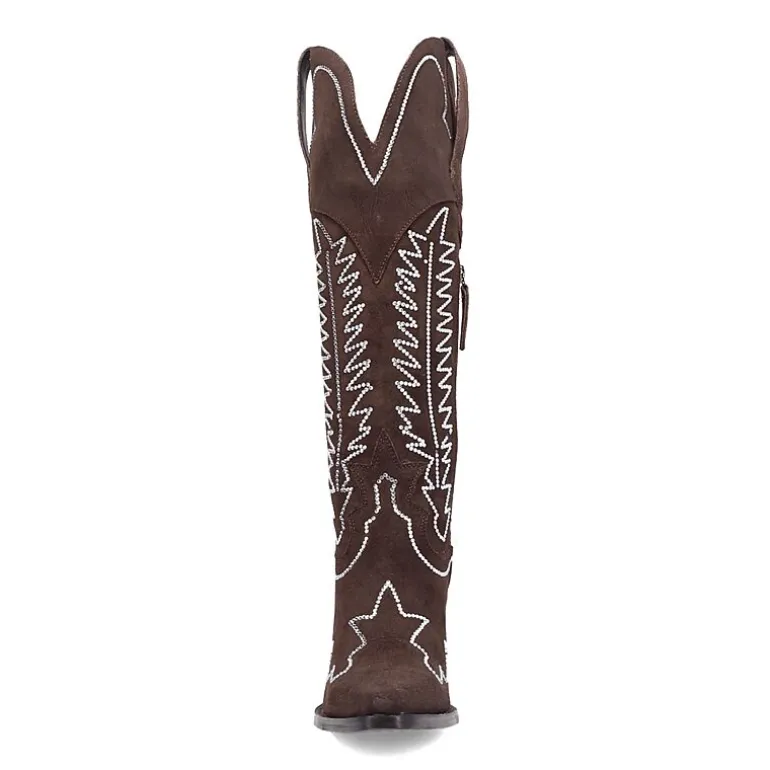 Dingo Womens Double Take Suede Leather Boot Stacked Heel Cowboy Boots