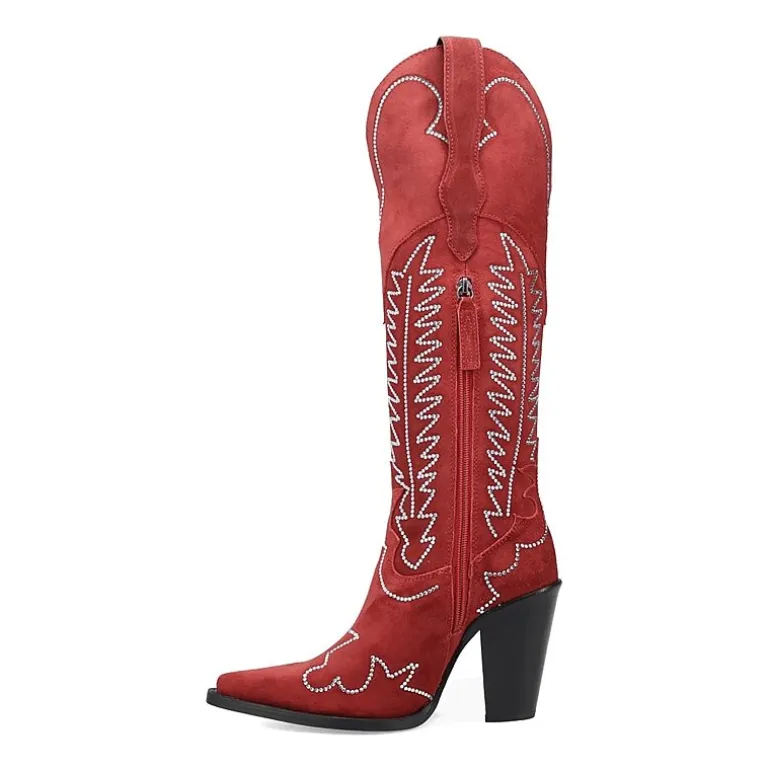 Dingo Womens Double Take Suede Leather Boot Stacked Heel Cowboy Boots