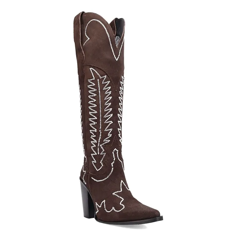 Dingo Womens Double Take Suede Leather Boot Stacked Heel Cowboy Boots