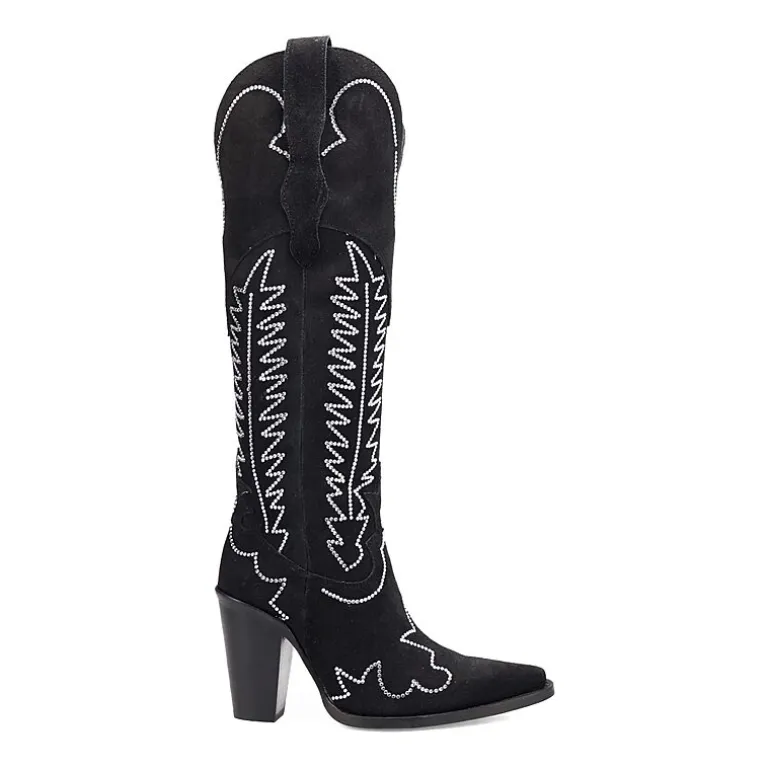 Dingo Womens Double Take Suede Leather Boot Stacked Heel Cowboy Boots