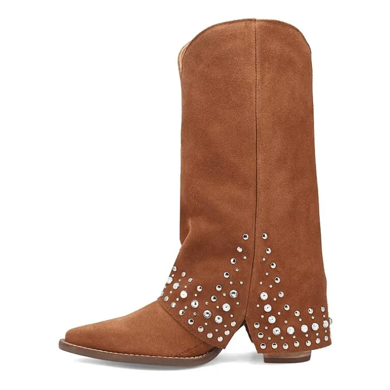 Dingo Womens Howdy Honey Suede Leather Boot Block Heel Cowboy Boots
