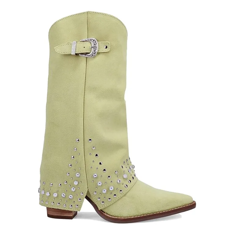 Dingo Womens Howdy Honey Suede Leather Boot Block Heel Cowboy Boots