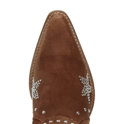 Dingo Womens Lucky Stars Suede Leather Boot Block Heel Cowboy Boots
