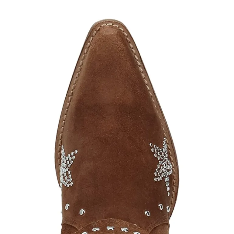 Dingo Womens Lucky Stars Suede Leather Boot Block Heel Cowboy Boots