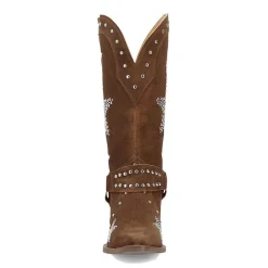 Dingo Womens Lucky Stars Suede Leather Boot Block Heel Cowboy Boots