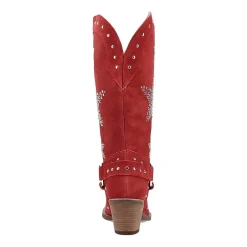 Dingo Womens Lucky Stars Suede Leather Boot Block Heel Cowboy Boots