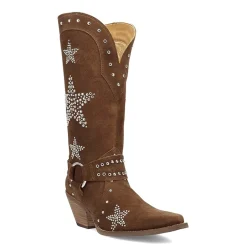 Dingo Womens Lucky Stars Suede Leather Boot Block Heel Cowboy Boots